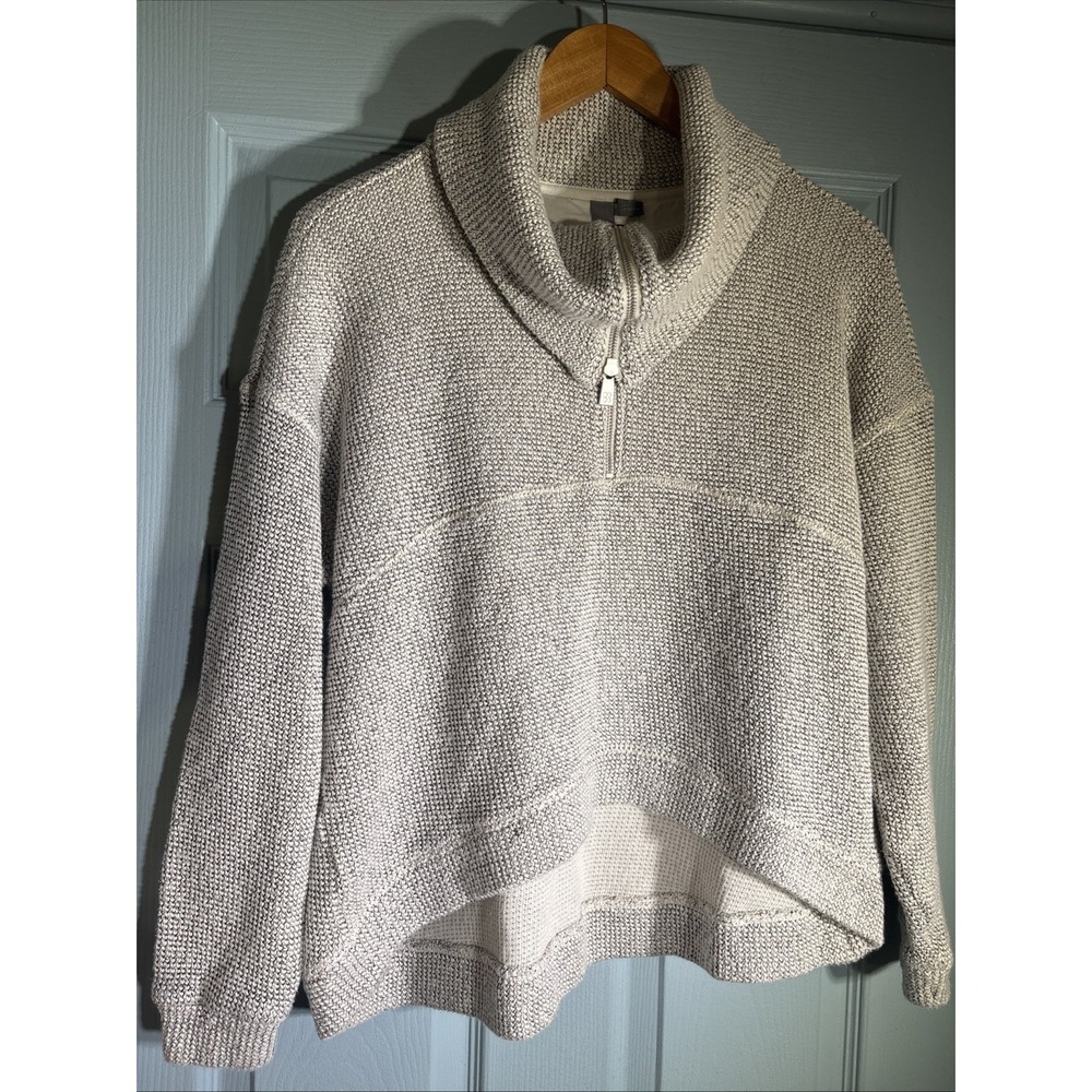 Sweaty Betty Restful Boucle Half Zip‎ Sweatshirt Size 6 S Gray/white